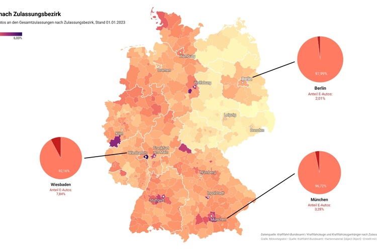 Zulassungszahlen E-Autos: Bayern dominiert Ranking